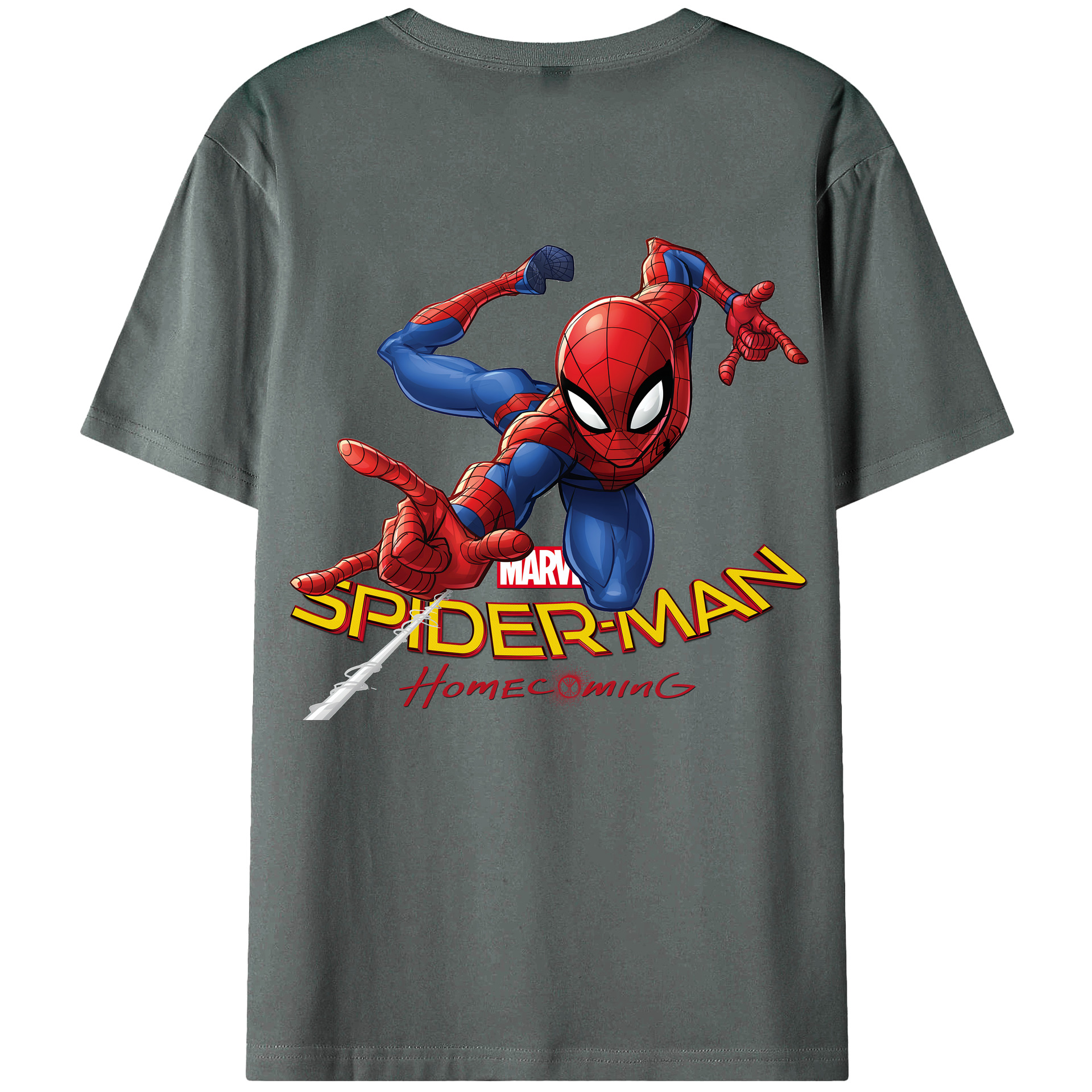 （画像用） Spider Man スパイダーマン 綿100％ メンズ半袖Tシャツ（バックプリント） 通気性